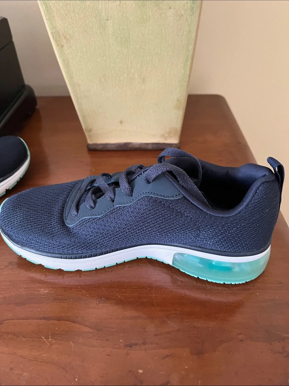 Skechers Women's Navy Sneakers with Mint Green Accents